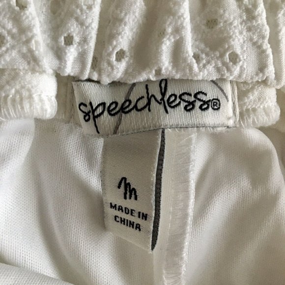 Speechless Women's White Eyelet Puff Sleeve Dress Size Medium - Picture 10 of 14